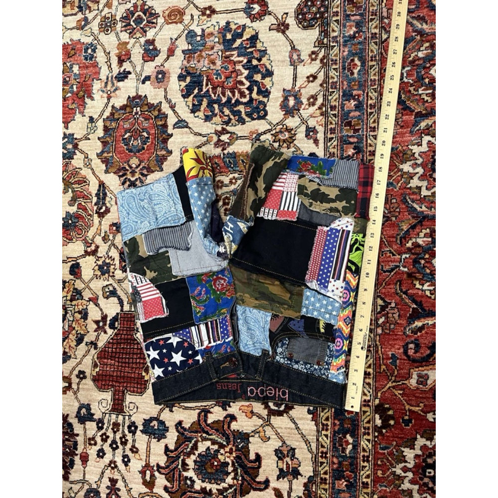 Biepa Patchwork Multicolor Patterns Fabric Button… - image 2